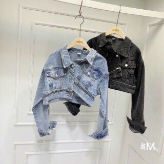 Khoác jean lửng dây kéo mk220 kjw055
