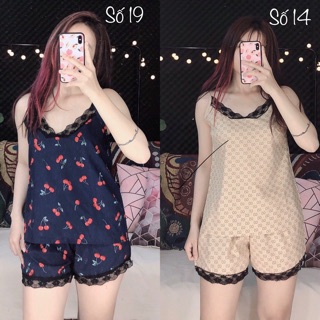 ( Freesize Dây ) Đồ Bộ Lụa Dây Đùi