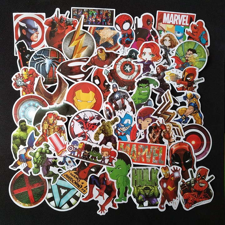 Bộ Sticker dán cao cấp chủ đề MARVEL SIÊU ANH HÙNG - Dùng dán Xe, dán mũ bảo hiểm, dán Laptop, dán Vali...