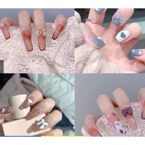 🍒🍒Móng tay giả gắn nơ sẵn Xinh Xắn_HÌNH THẬT 🍒🍒