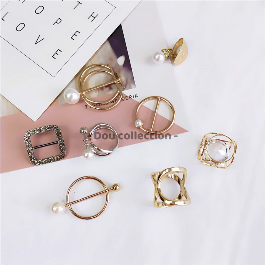 [Nowship2h] Nút Cài Khăn, Khuy Gài Khăn Lụa  Quàng Cổ  Hợp Kim Cao Cấp Thiết Kế Sang Trọng - Mã CK001
