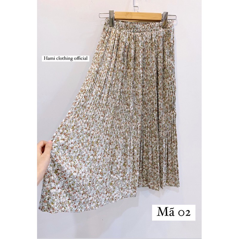 Chân váy hoa nhí xếp ly 2 lớp chất voan lụa Hàn Quốc cao cấp mềm mát, chống nhăn | BigBuy360 - bigbuy360.vn