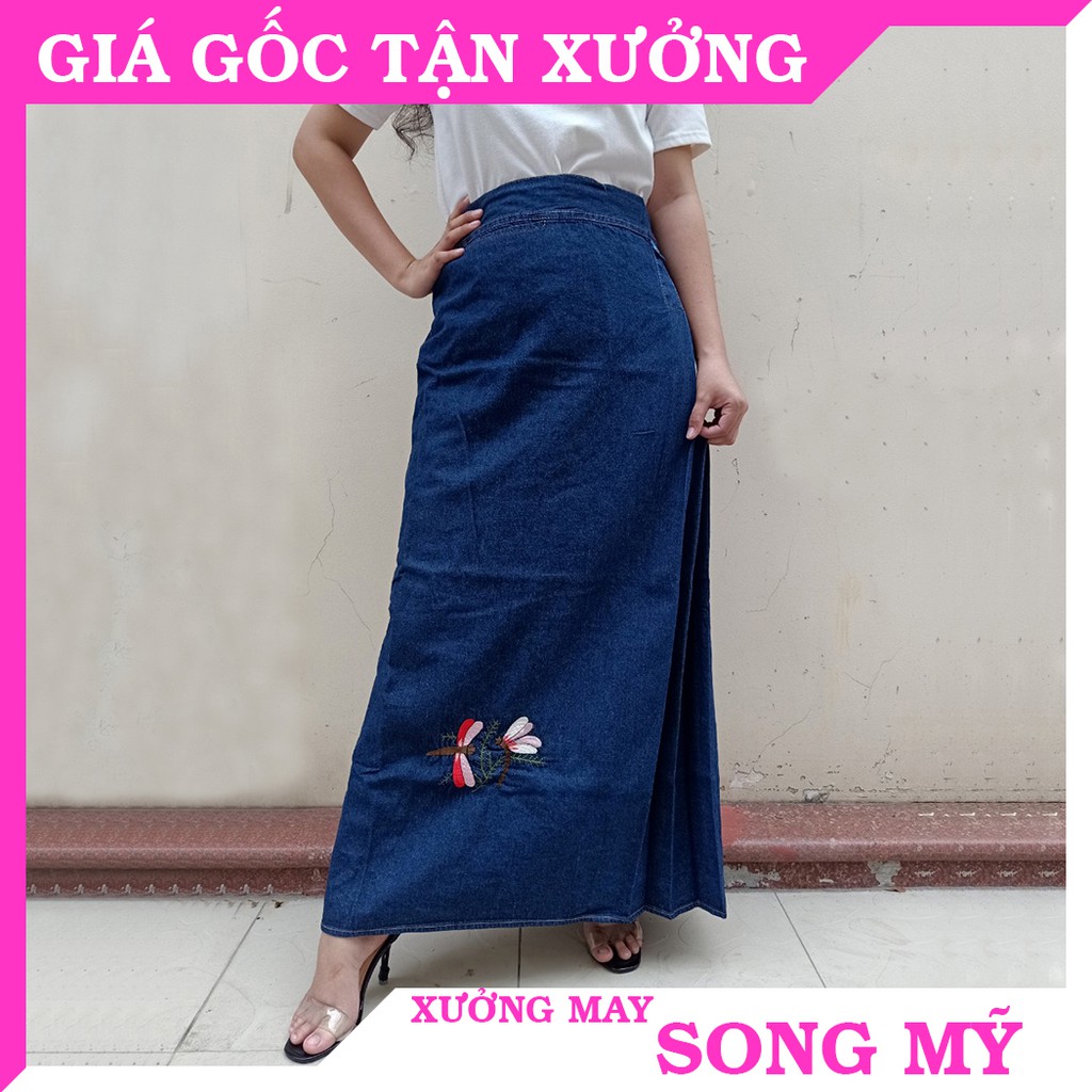 Váy Chống Nắng Jean Cao Cấp Có Thêu Họa Tiết Song Mỹ Shop