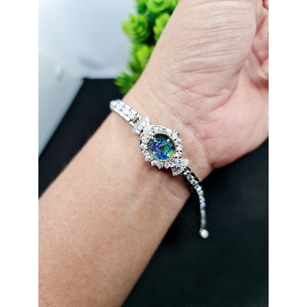 Đồng hồ nữ mặt Opal đá pha lê full dây Thụy sĩ