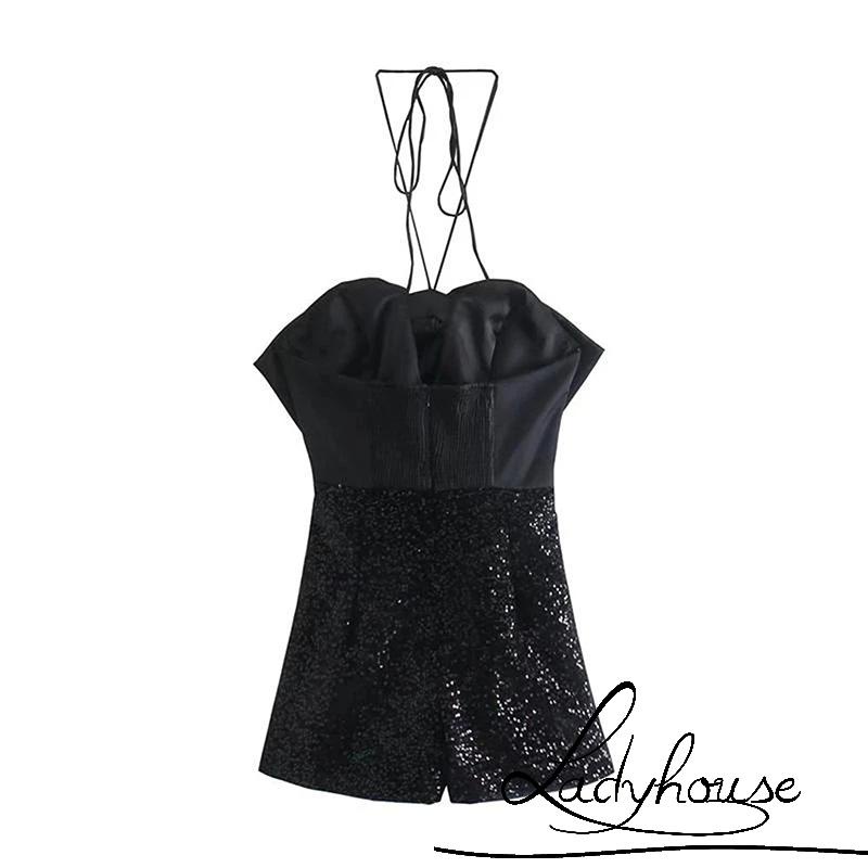 Bộ Áo Liền Quần Không Tay Thắt Nơ Lấp Lánh Dành Cho Nữ | BigBuy360 - bigbuy360.vn