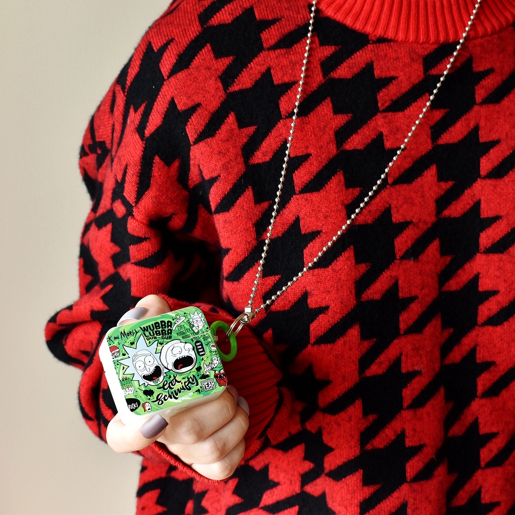 Vỏ Bảo Vệ Hộp Sạc Tai Nghe compatible AirPods 3 compatible AirPods 3 compatible AirPods 3 Phong Cách Mới 2021 compatible AirPods3 3rd Màu Xanh Lá Cây Graffiti Hình Rick Và Morty Phong Cách Mới