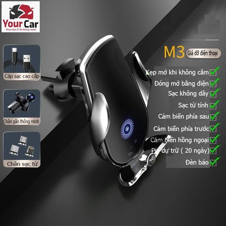 [ HOT 2022 ] Kẹp điện thoại ô tô thông minh cửa gió điều hòa ,kẹp điện thoại đa năng tích hơp sạc không dây xoay 360 độ | BigBuy360 - bigbuy360.vn