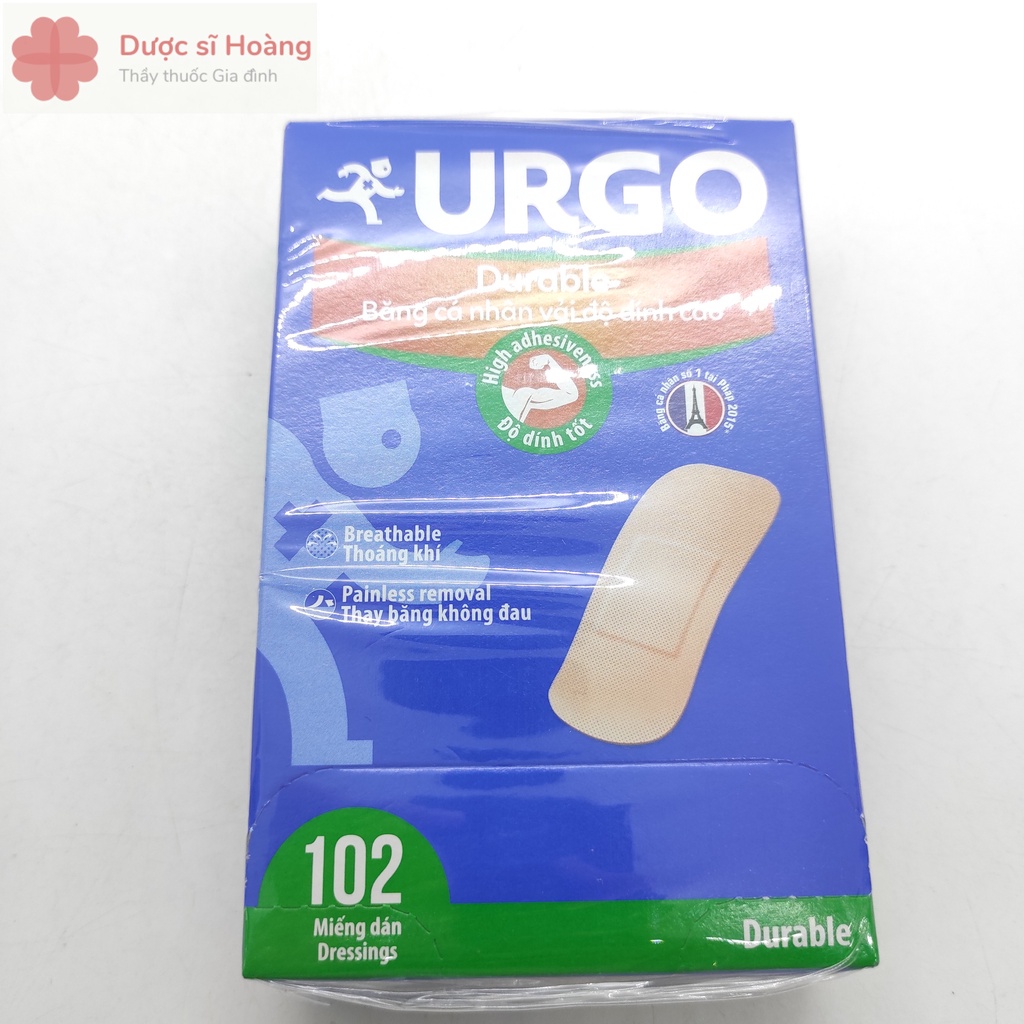 Urgo Durable - Băng Cá Nhân Vải Độ Dính Cao - Hộp 102 miếng