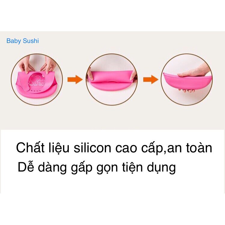 Yếm ăn dặm silicon có máng an toàn mềm mại cho bé