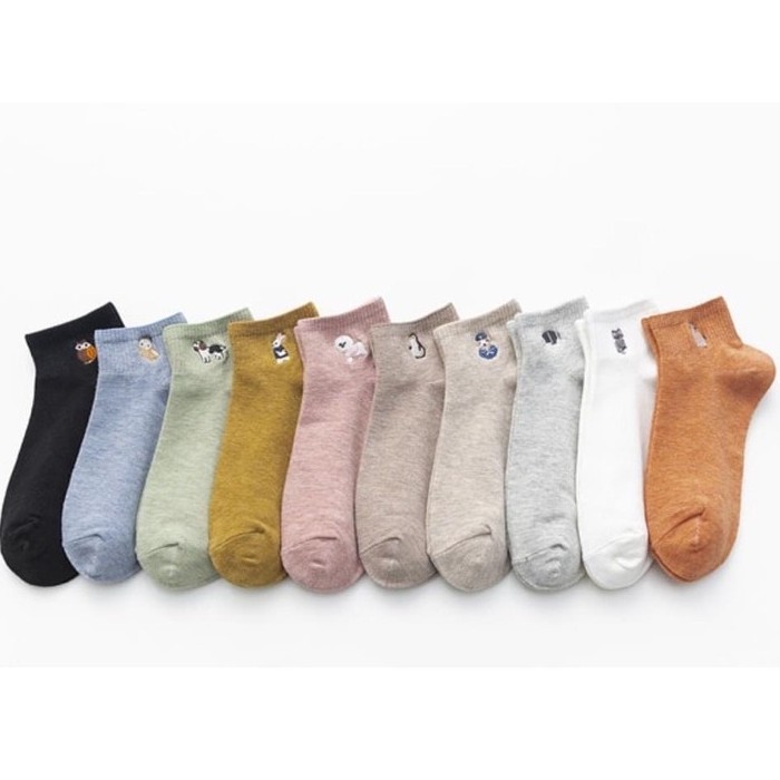 Vớ Tất Cổ Ngắn Icon Thú Vớ Thấp Icon Thêu Cotton Kháng Khuẩn Freesize Nam Nữ MRSOCKS - VN051