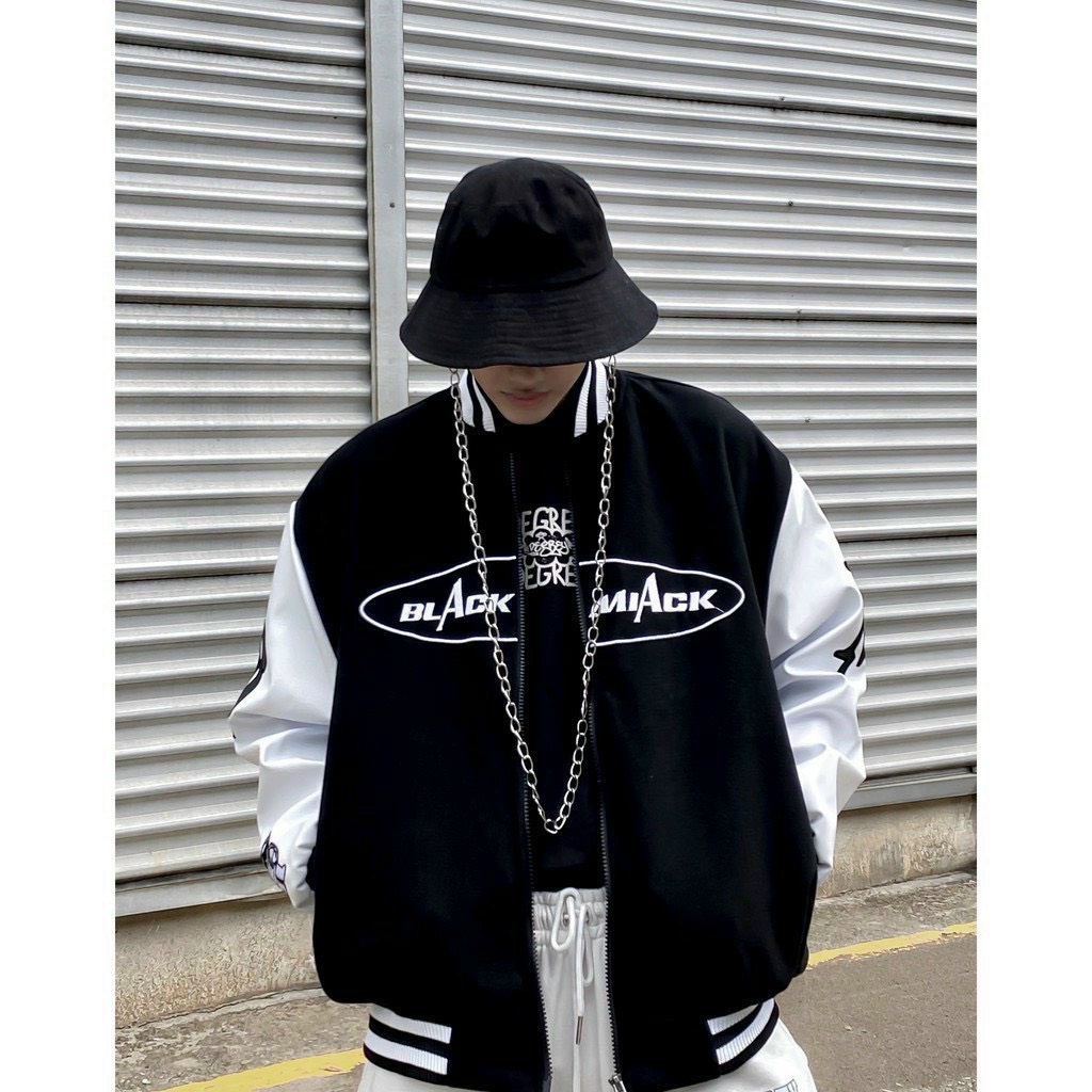 Áo khoác bomber nỉ nam nữ Unisex cao cấp 2 lớp dày dặn, áo khoác dù phao đẹp form rộng mặc đôi, couple màu đen K017 | BigBuy360 - bigbuy360.vn