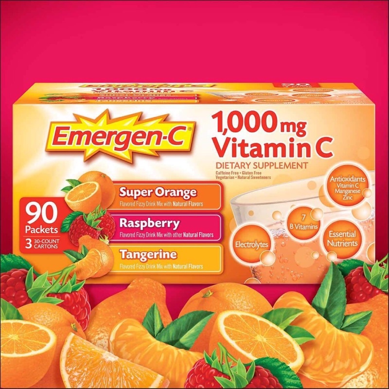 Bột vitamin C Emergen C 90 gói và set tách lẻ 30 gói