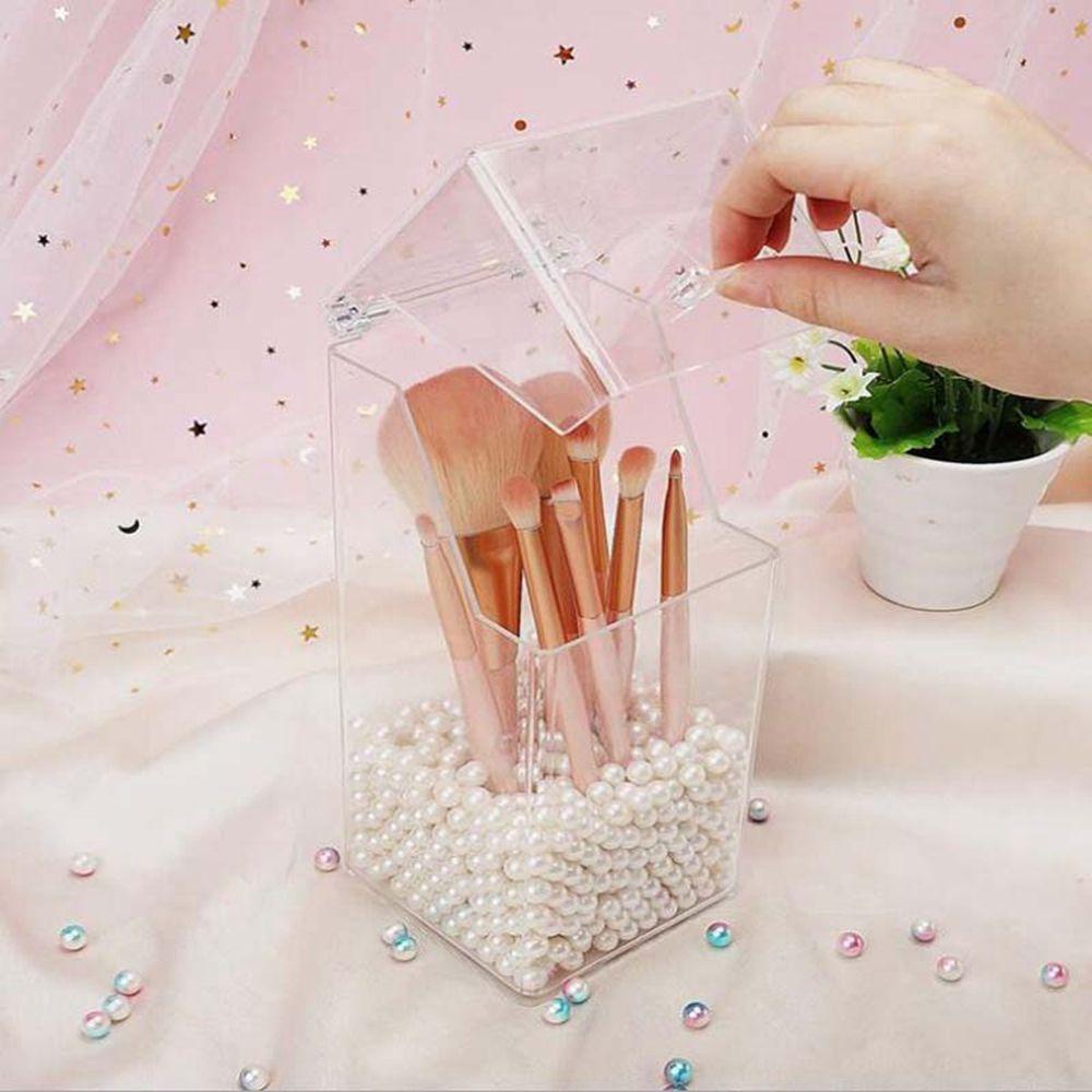 Hộp Đựng Cọ Trang Điểm NICKOLAS Trong Suốt Chống Bụi Có Nắp Lật Tiện Dụng
