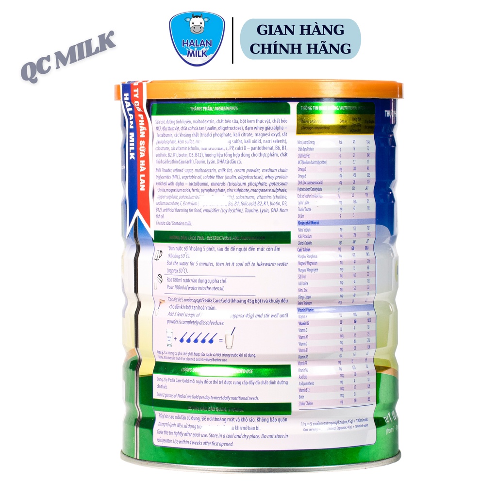 [Mã BMBAU50 giảm 7% đơn 99K] Sữa bột Pedia care gold 400g-900g-Dành cho bé biếng ăn, chậm lớn, hệ tiêu hóa kém,Halanmilk