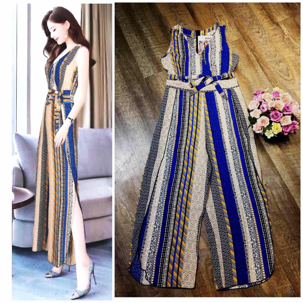 Đồ Bay Dài 💕FREESHIP💕Giảm 45k Khi Mua Đơn Từ 500k - Jumpsuit dài ống suông sẻ thắt nơ eo xinh xắn TJ997 | BigBuy360 - bigbuy360.vn