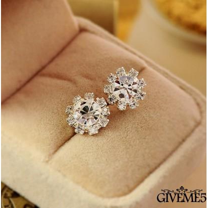 Hoa tai mạ bạc đính kim cương giả hợp thời trang cho nữ