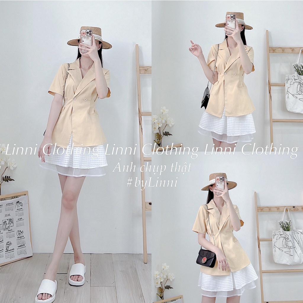 Set áo vest kèm chân váy xốp ô vuông | Set áo sơ mi kiểu vest chân váy xòe (đi chơi, đi tiệc, event)