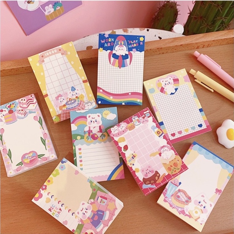 Giấy note 100 tờ dễ thương trang trí sổ bullet journal Hàn Quốc/ Giấy ghi chú cute Tẻn Tẻn