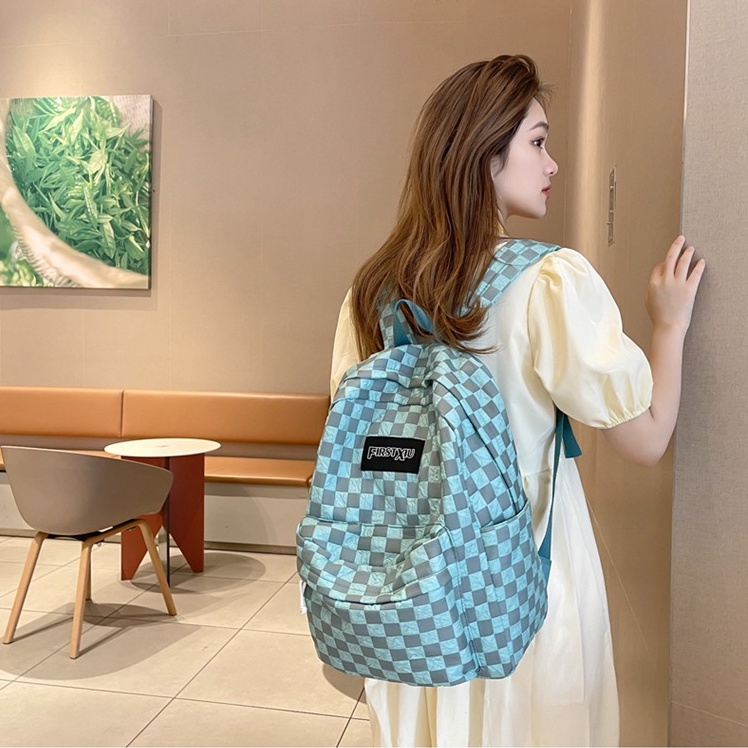 Balo học sinh thời trang unisex vải CARO sắc màu dáng to nam nữ để laptop sách vở đi học đi chơi đa năng đẹp rẻ