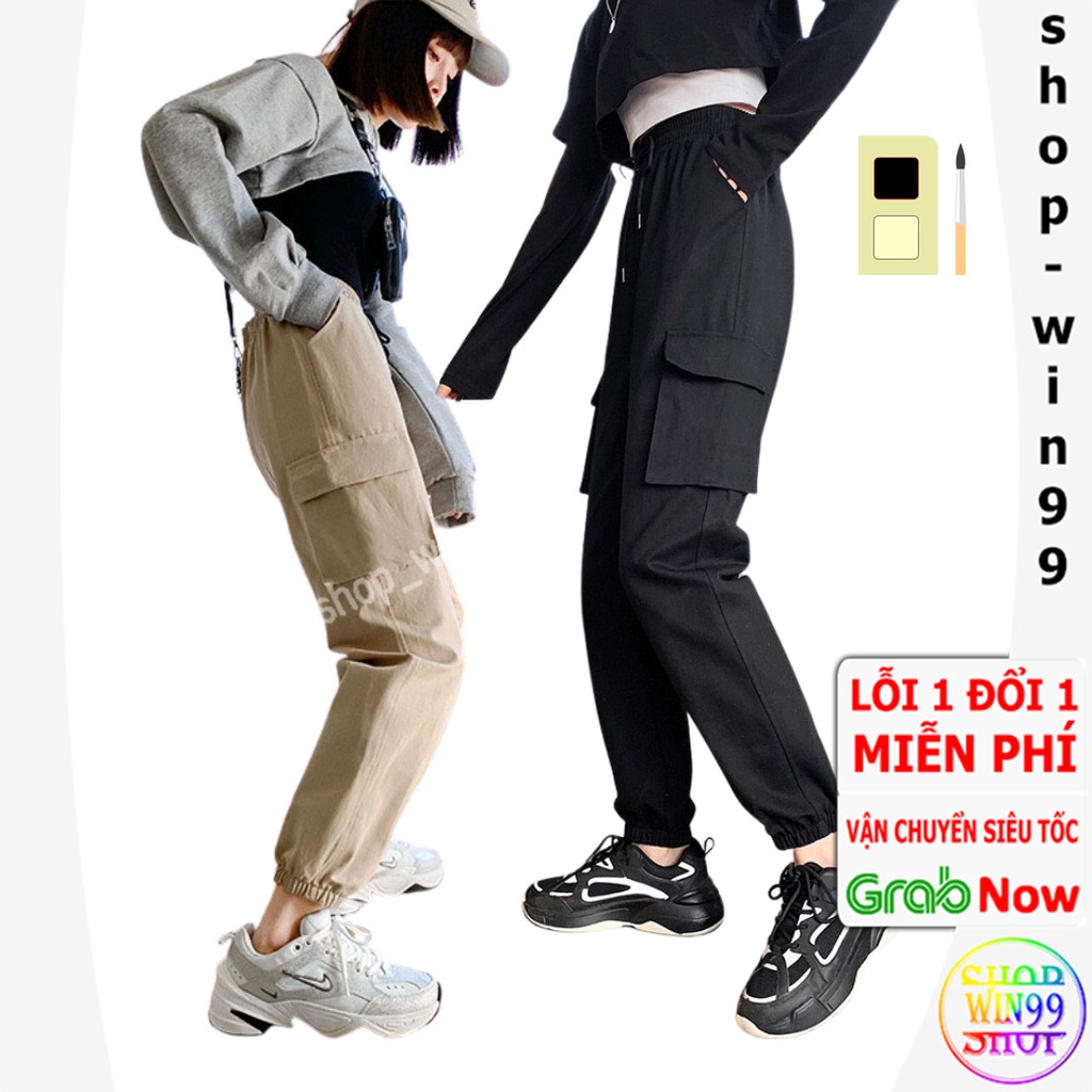 Quần Kaki Baggy Nam Nữ KAKI Ống Bo Túi Hộp Unisex - Kiểu quần kaki đen và kem M01