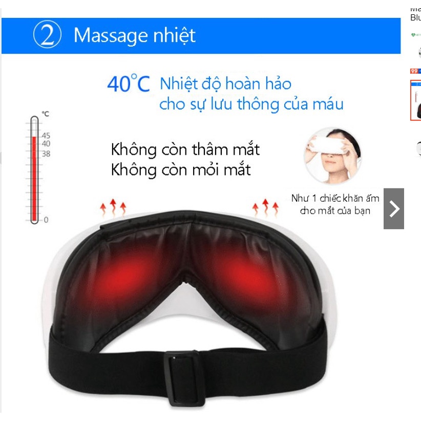 Máy massage mắt thông minh- Matxa chườm ấm giảm thâm mắt + phát âm nhạc thư giãn