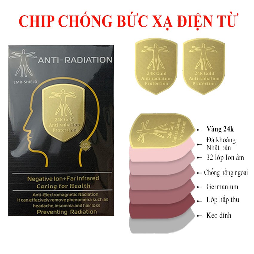 [GIOCO] Miếng dán chống bức xạ GC-24k Gold giảm tác động có hại của các thiết bị điện tử và trung hòa ion dương