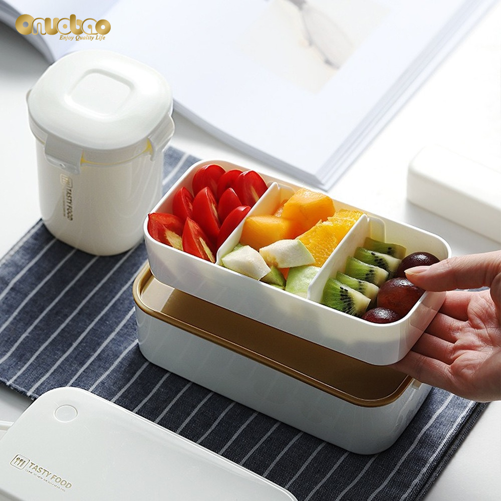 Hộp cơm trưa 2 tầng ONUOBAO 850ml/ 1500ml / cốc đựng súp đóng kín/ túi đựng hộp cơm trưa/ set dụng cụ ăn uống tiện dụng