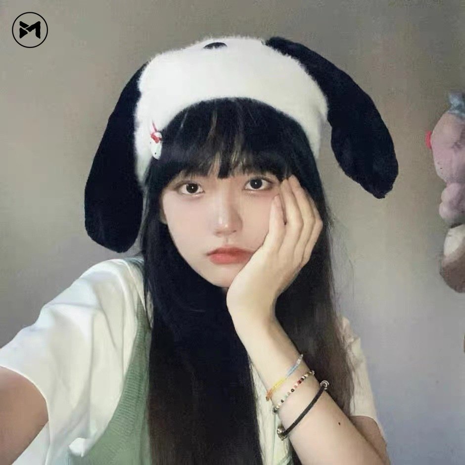 Mũ Len Dệt Kim Đính Tai Thỏ Dễ Thương Thời Trang Mùa Đông Nhật Hàn Ấm Áp
