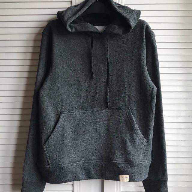 Hoodie trơn unisex xám đậm tay dài kèm hình thật