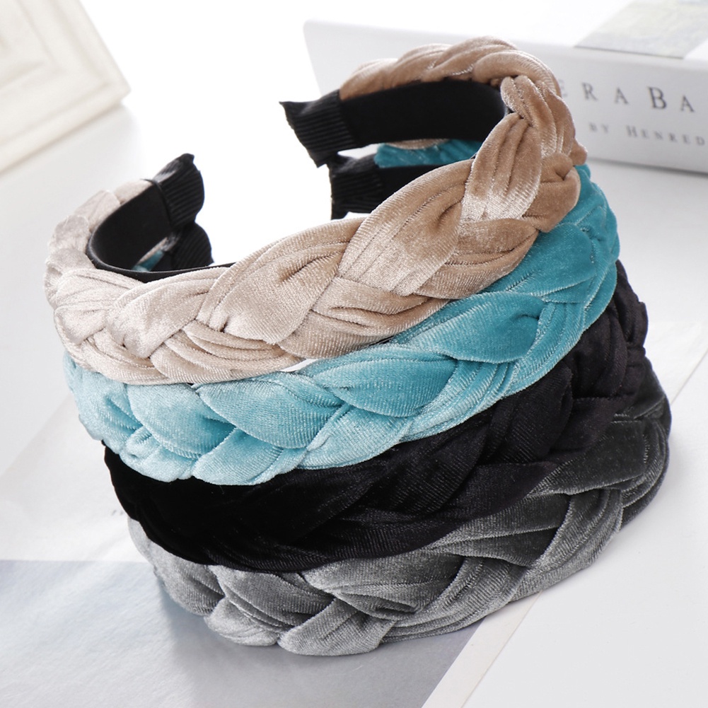 Băng Đô Cài Tóc Nữ Dạng Tết Bím Màu Trơn Thời Trang