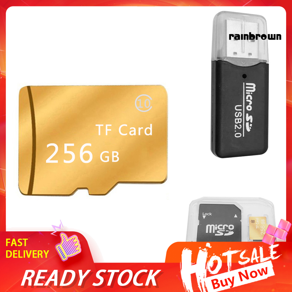 Waterproof 256GB High Speed Micro SD TF Memory Card with Reader Storage Box /RXDN/