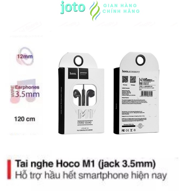 Tai nghe Hoco M1 Jack 3.5 chính hãng iphone 5/6/6s/6/plus/6s plus Tai nghe Bluetooth Airpod Airpods IPhone -Awifi L2-2