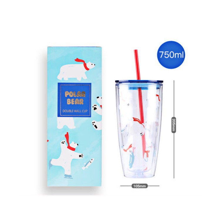 Ly Nhựa Có Ống Hút 750ML Có 2 Lớp Cách Nhiệt Tốt Chính hãng Lock&amp;Lock