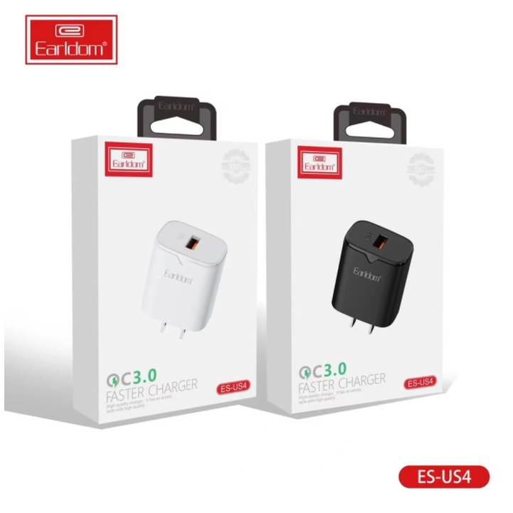 Bộ sạc nhanh QC 3.0 chính hãng Earldom ES-US4 làm từ nhựa ABS cao cấp độ bền cao chống cháy nổ