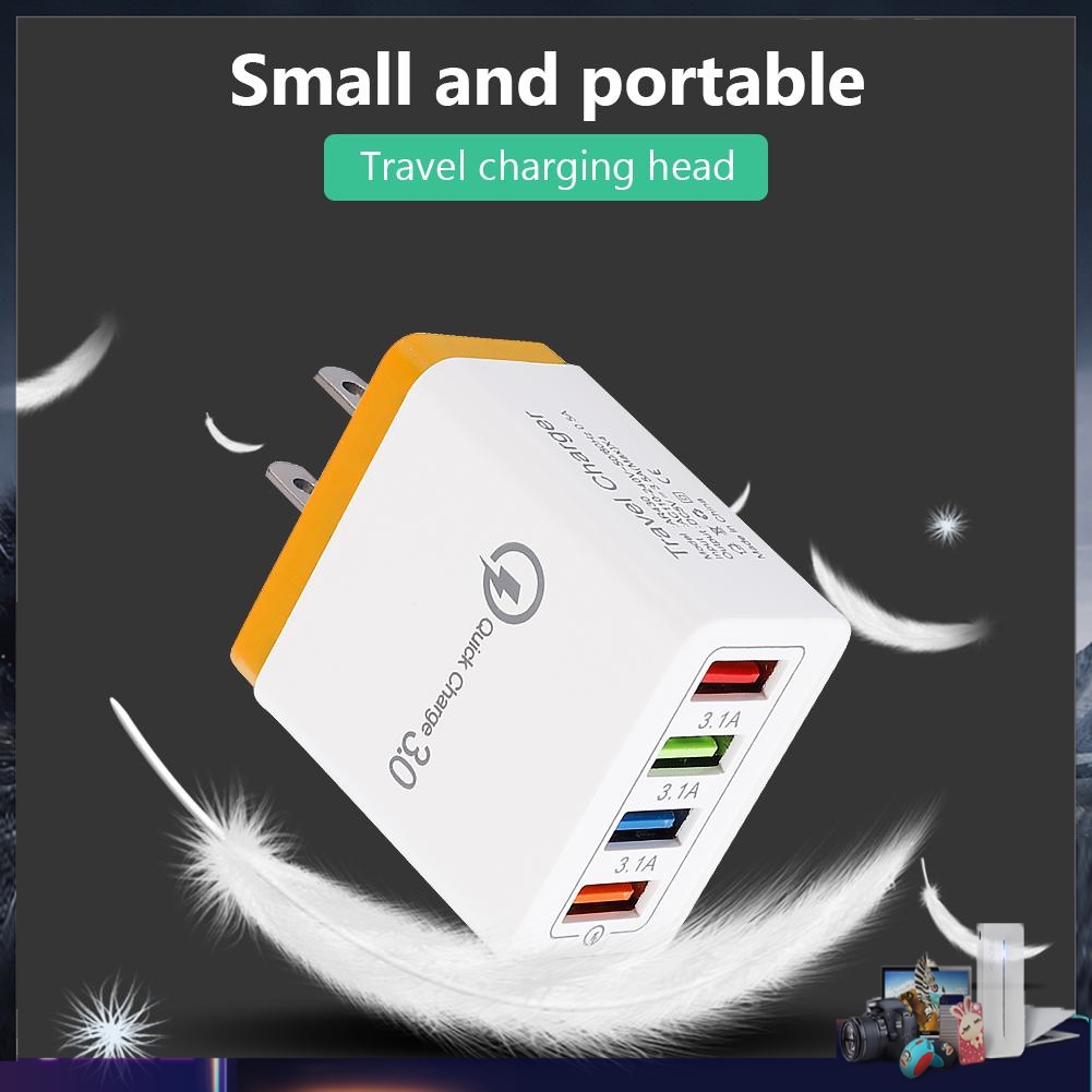 Củ sạc nhanh với 4 cổng USB màu sắc