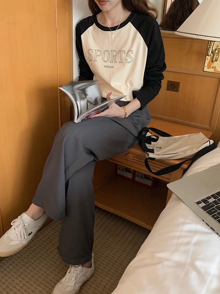 Áo Thun Raglan Tay Dài Dáng Rộng In Chữ Nhiều Màu Sắc Thời Trang 54286