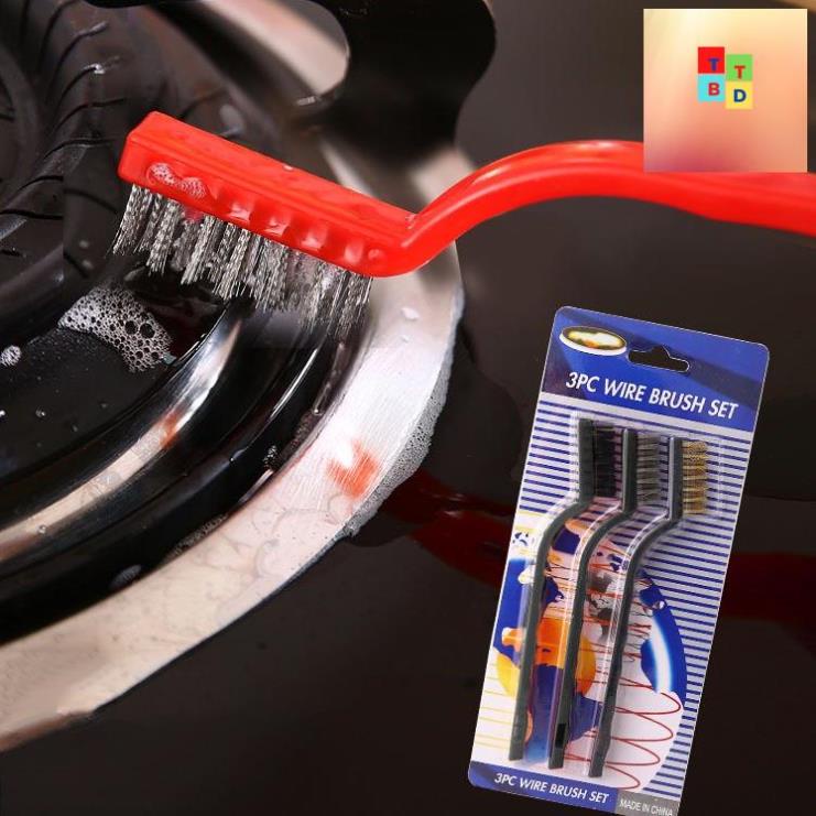 Set 3 bàn chải sắt đánh bóng, cọ rửa chuyên dụng