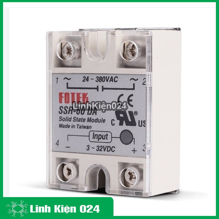 Relay bán dẫn điều khiển nhiệt, đèn, quạt Fotek SSR-40 DA thường mở chịu dòng 40A
