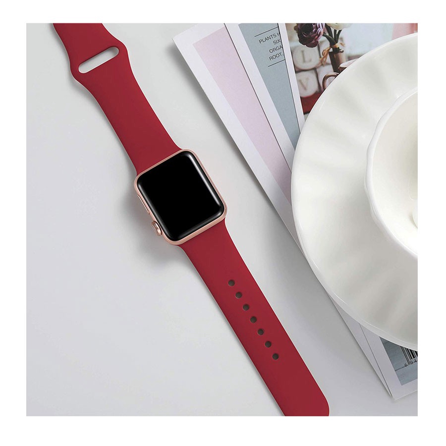 Dây Silicone Khóa Kim Loại Cho Đồng Hồ Apple 42mm 38mm 44mm 40mm Iwatch Series 5 / 4 / 3 / 2 / 1