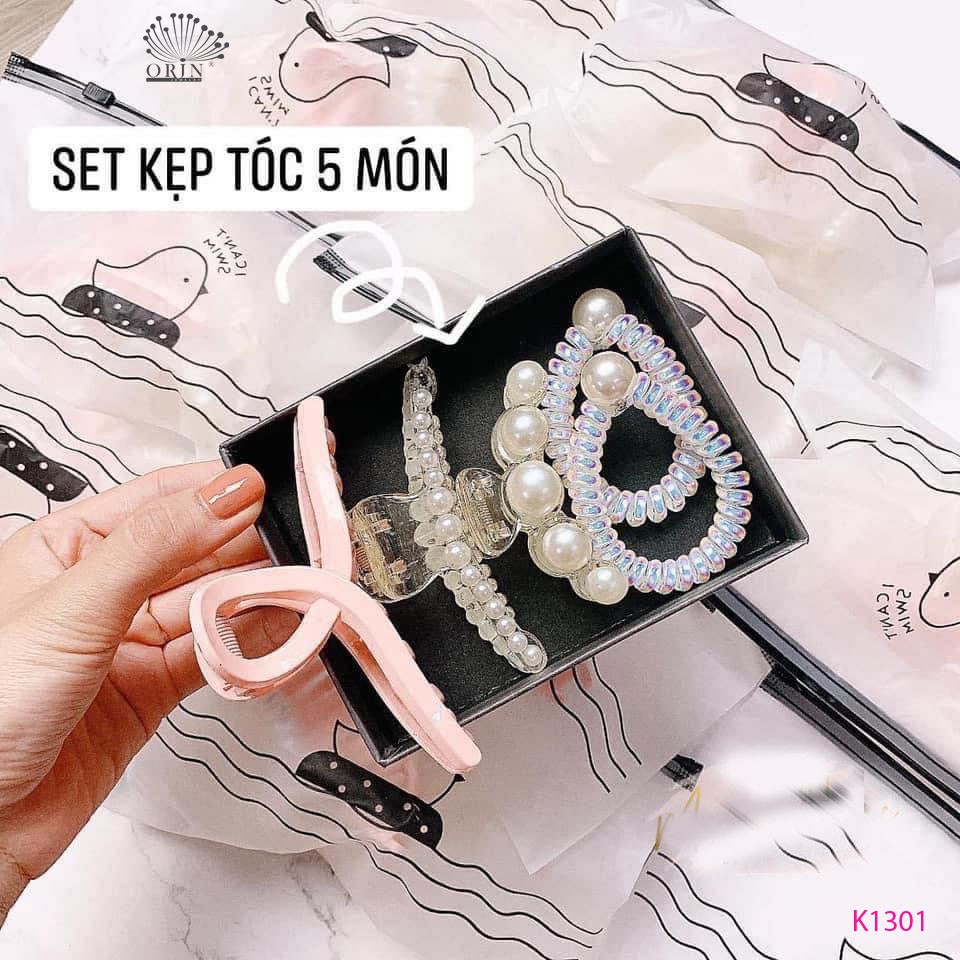 Set 5 món kẹp tóc, kẹp càng cua nhiều kiểu xinh xắn thời trang Orin K1301