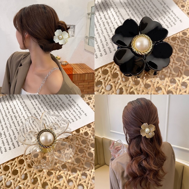 Kẹp Tóc Hình Hoa Đính Ngọc Trai Thiết Kế Đơn Giản Phong Cách Pháp Cho Nữ