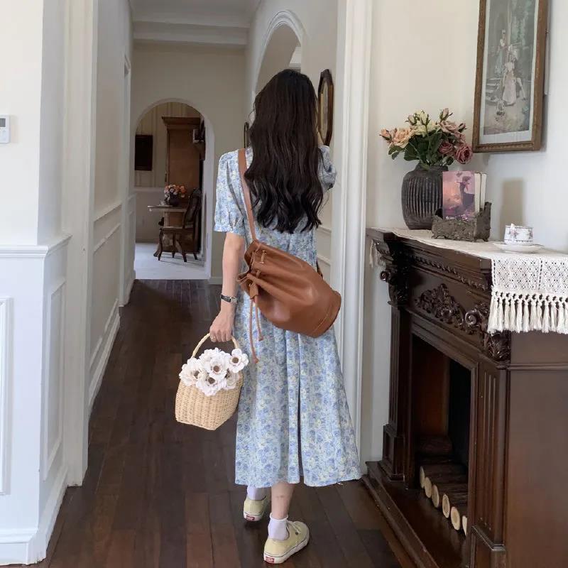 Đầm Chữ A Cổ Chữ V In Họa Tiết Hoa Nhỏ Phong Cách Pháp Thời Trang Mùa Hè Mới Cho Nữ