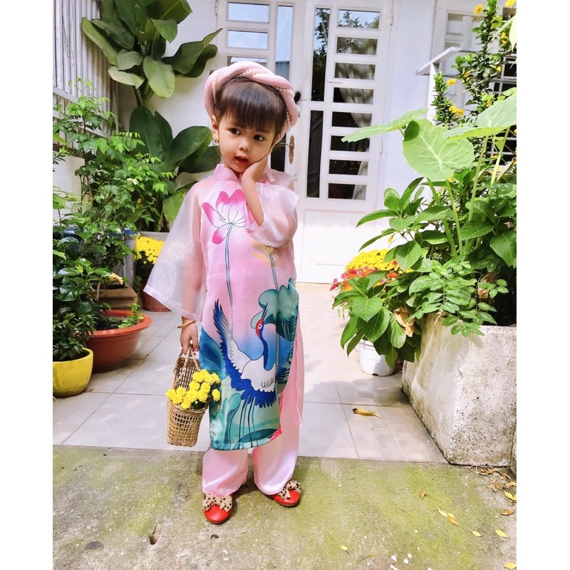 Sét Áo Dài Sen Chim Hạc