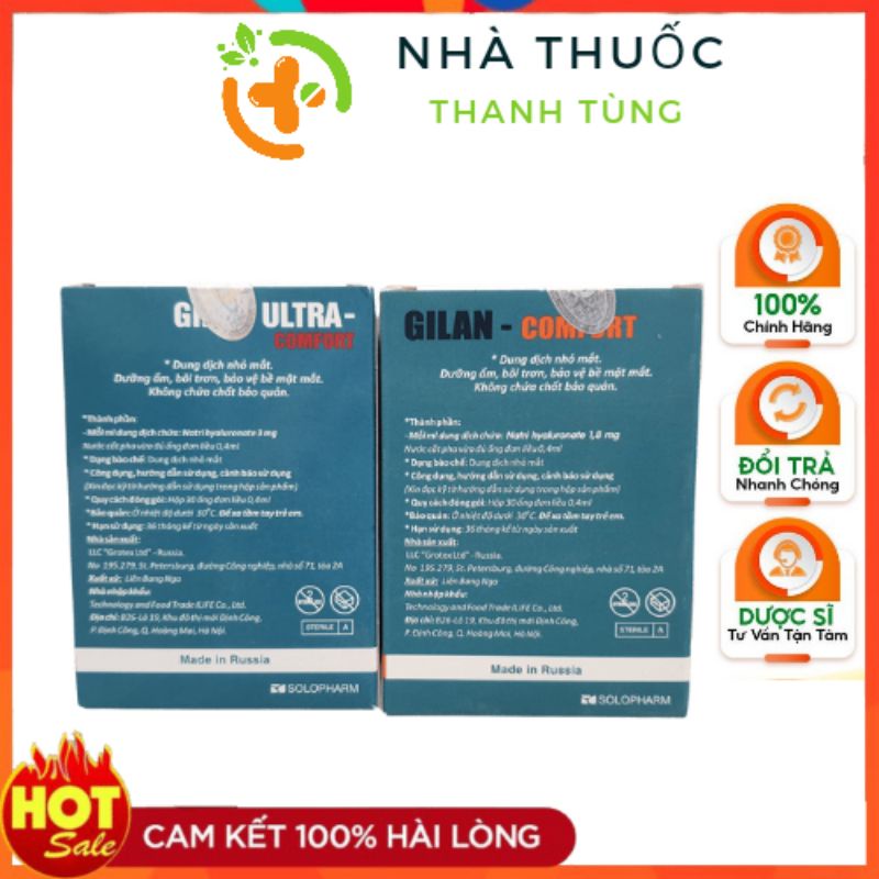 Dung dịch nhỏ mắt GILAN COMFORT và GILAN ULTRA cho đôi mắt khỏe đẹp hộp 30 ống