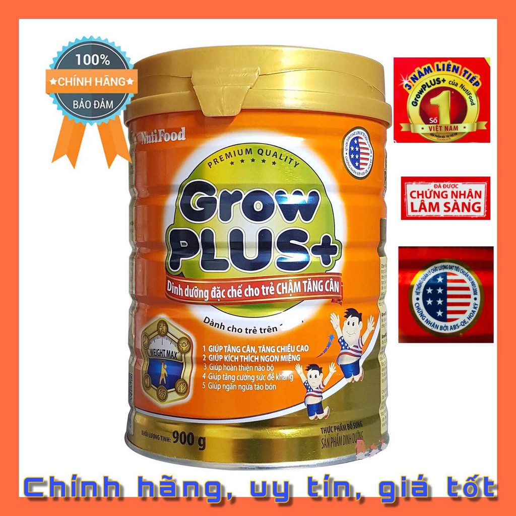 Sữa Nutifood grow plus cam cho trẻ chậm tăng cân loại 900g