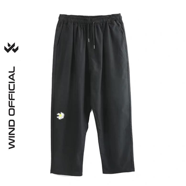 Quần baggy Wind unisex kaki ống suông Thêu Hoa Cúc nam nữ form rộng ullzang  ྇