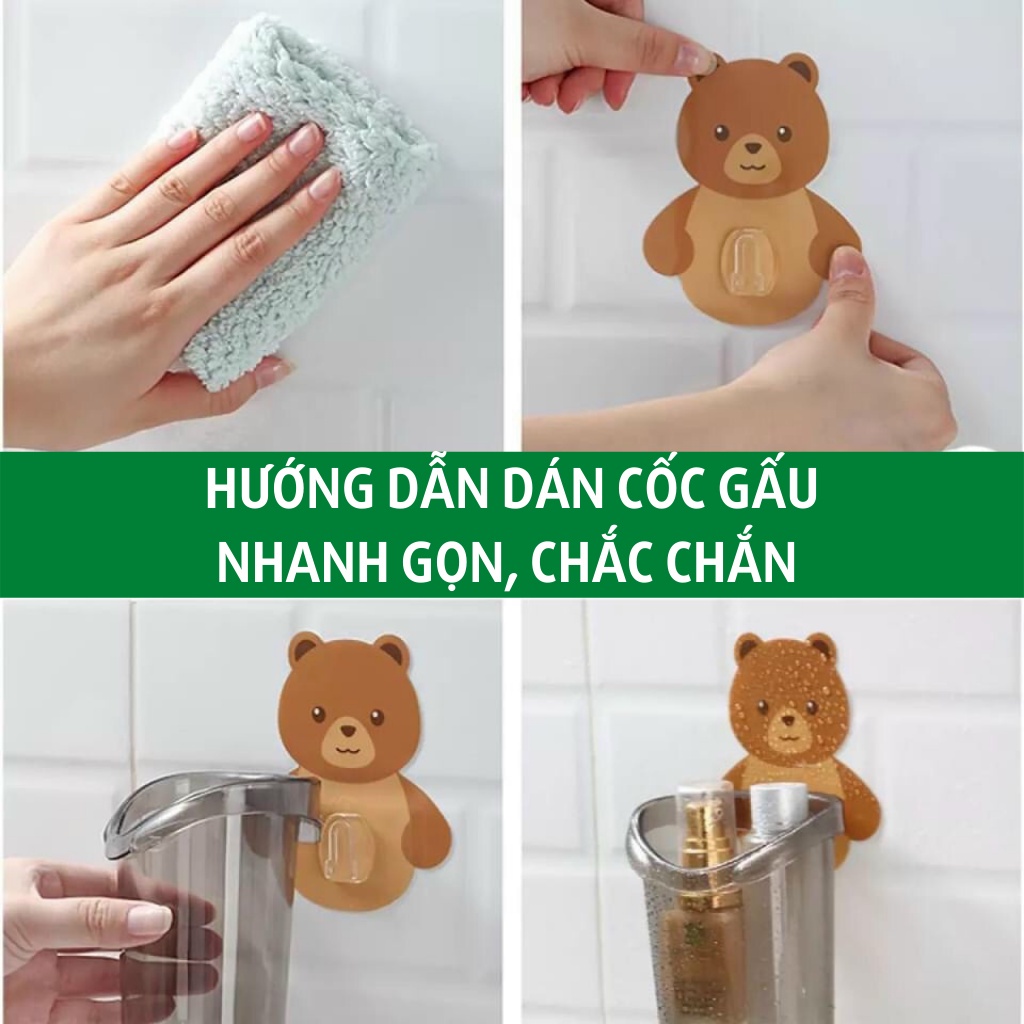 Cốc gấu đựng bàn chải đánh răng gắn tường cute hottrend