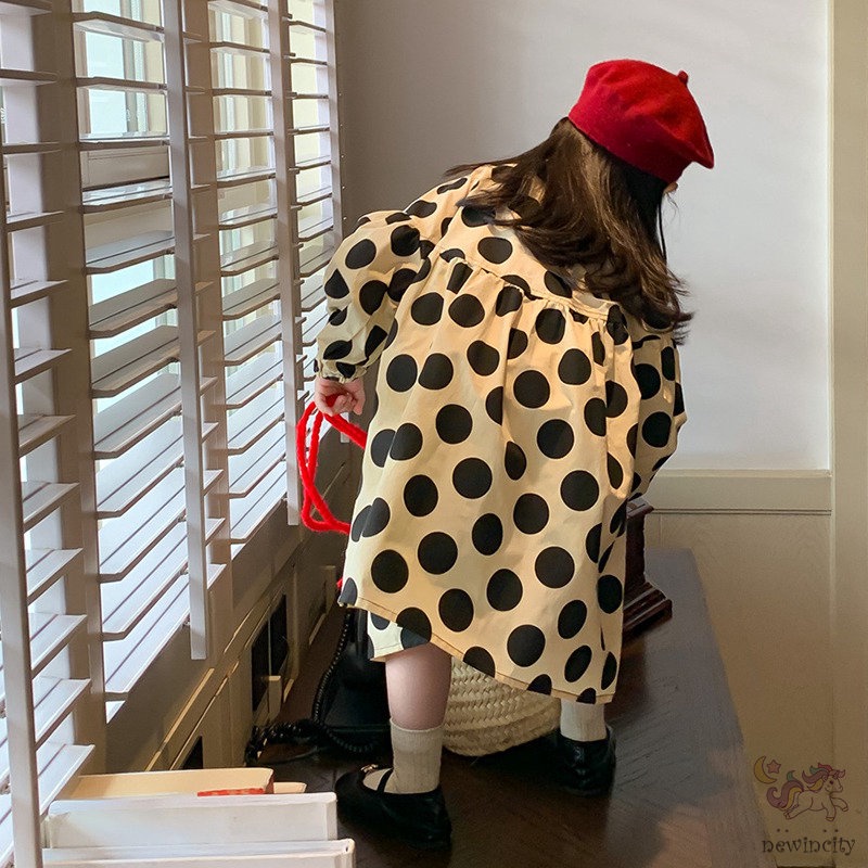 Đầm DàI Tay ChấM Bi Cho Bé GáI