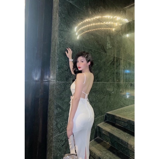 ĐẦM BODY HAI DÂY HỞ EO DÁNG DÀI SEXY