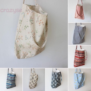Nữ Handmade Tote Vai Đi Biển Satchel Sling Túi In Vải Lanh Cotton